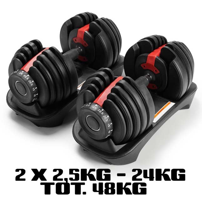PAIR OF ADJUSTABLE DUMBBELLS 24 KG EACH ADJUSTABLE DUMBBELLS GYM GYM BODYBUILDING GYM