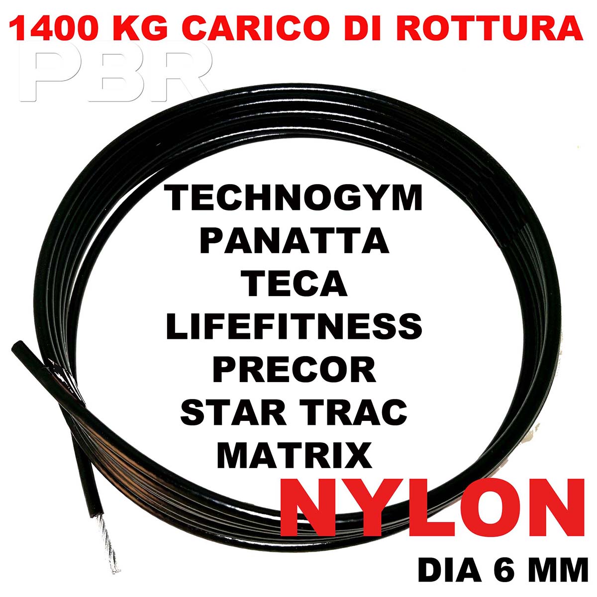 INCREASED CABLE 6 MM GYM ROPE BODY BUILDING STEEL COVERED NYLON STEEL ROPE CABLE GYM