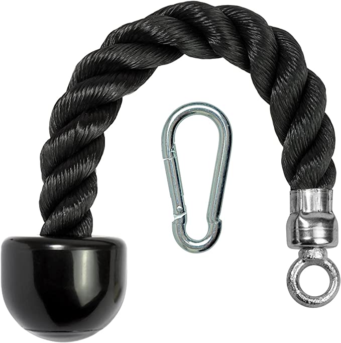 ROPE FOR TRICEPS, BICEPS AND LATS WITH CARABINER NYLON BRAIDED TRACTION ROPE
