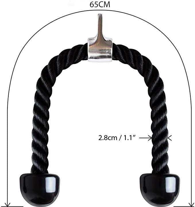 DOUBLE ROPE FOR TRICEPS DORSAL BICEPS WITH CARABINER NYLON BRAIDED ROPE SUITABLE FOR HOME GYM