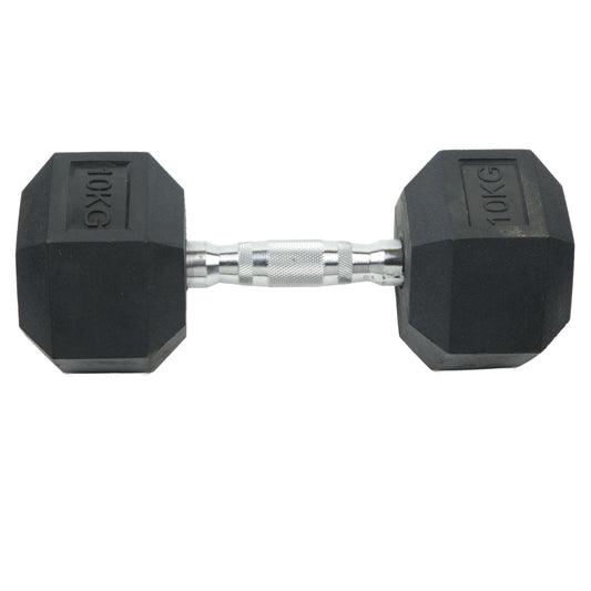 10 KG HEXAGON RUBBER HANDLEBAR WITH CHROME HANDLE